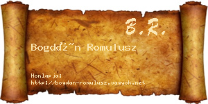Bogdán Romulusz névjegykártya